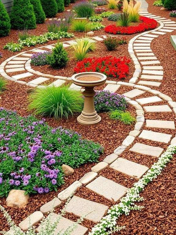 well maintained mulched flower beds